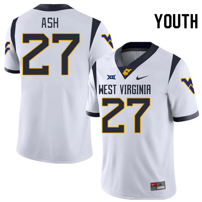 Youth #27 Clay Ash West Virginia Mountaineers College 2024 New Uniforms Football Jerseys Stitched Sa